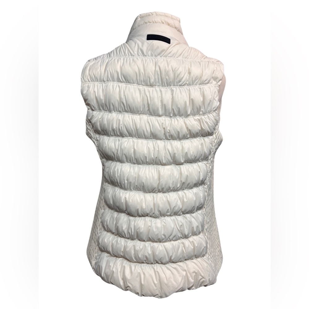 Calvin Klein White Puffer Vest Zipper Front Black and White Stripped Trim - Picture 3 of 11